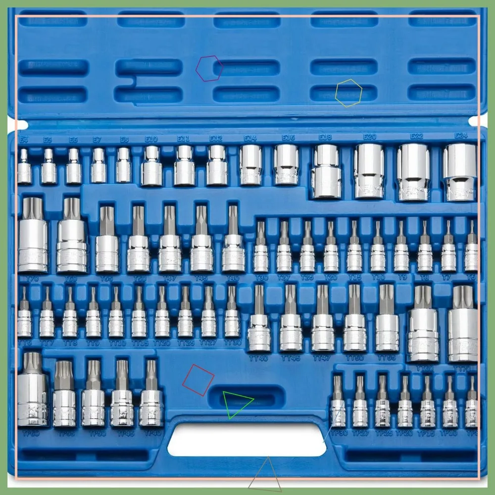 60-Piece Torx Bit Socket Set, S2 and CrV Steel, Supreme Torque Output Complete Kit for DIY Projects