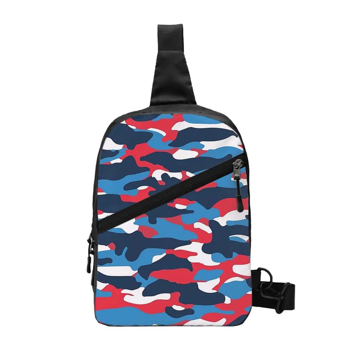 Military Red White Blue - USA Flag Camouflage Pattern Chest Bag Men Sling Crossbody Backpack Chest Bag Daypack Shoulder Bag