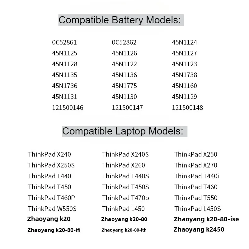 X240 Laptop Battery Suitable For Lenovo ThinkPad X240 T440S T440 X250 X260 X270 T450S T550 T560 T450S T460 45N1126 3-6