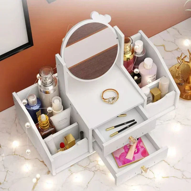 Makeup Mirror Drawer Type Jewelry Box Skin Care Lipstick Shelf Desktop Facial Mask Cosmetics Storage Box Special for Dresser