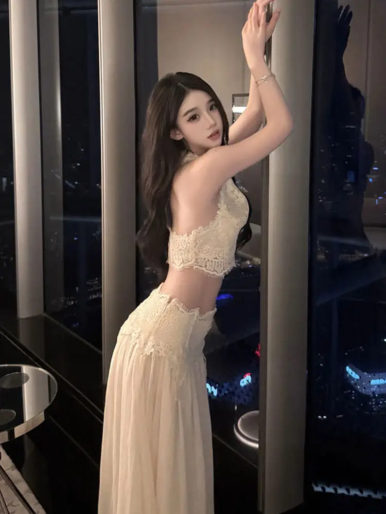 

Pure Desire Lace Top And Midi Skirt Set Summer 2026 Fashion Non-Repeating Two-Piece Set Comfortable Short Sleeve High Waist