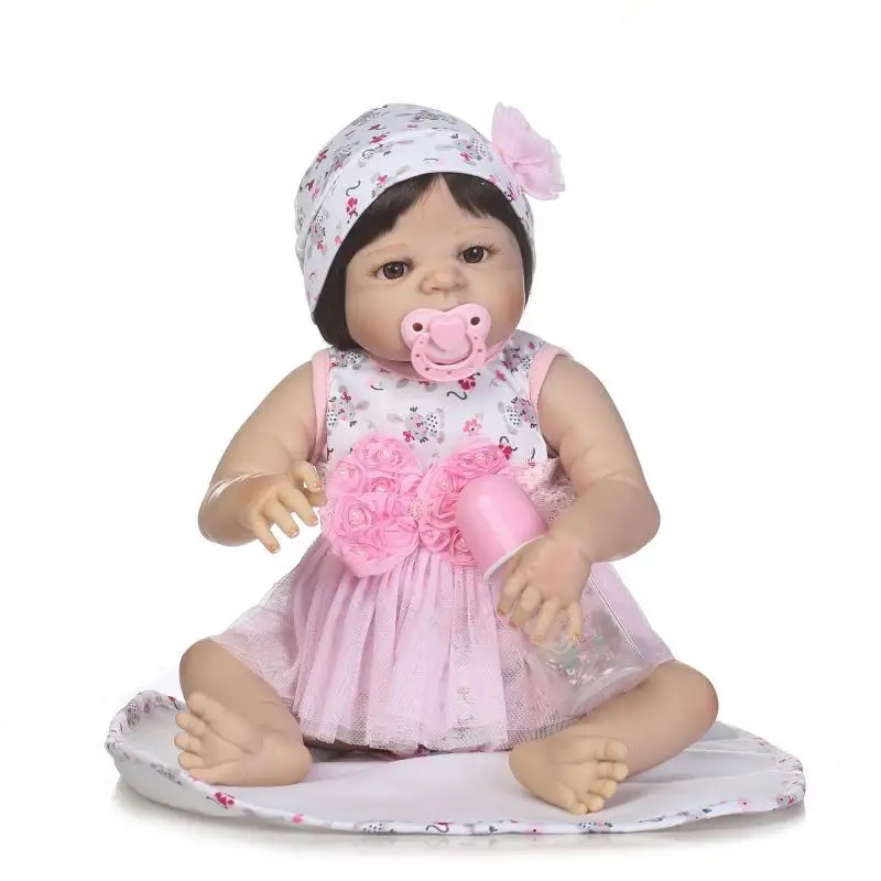 57CM Realistico Finito Bebe Reborn Pieno Silicone Vinile Ragazza Corpo Bambola Giocattolo Fatto A Mano Per I Bambini Il Regalo Di Natale Può Fare Il Bagno