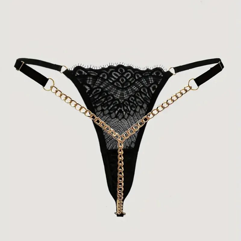 Sexy Chain Women Body Panties Low Waist Hollow Traceless Thong Spaghetti Strap Underwear Adult Crotchless Sex G-string Lingerie image 6