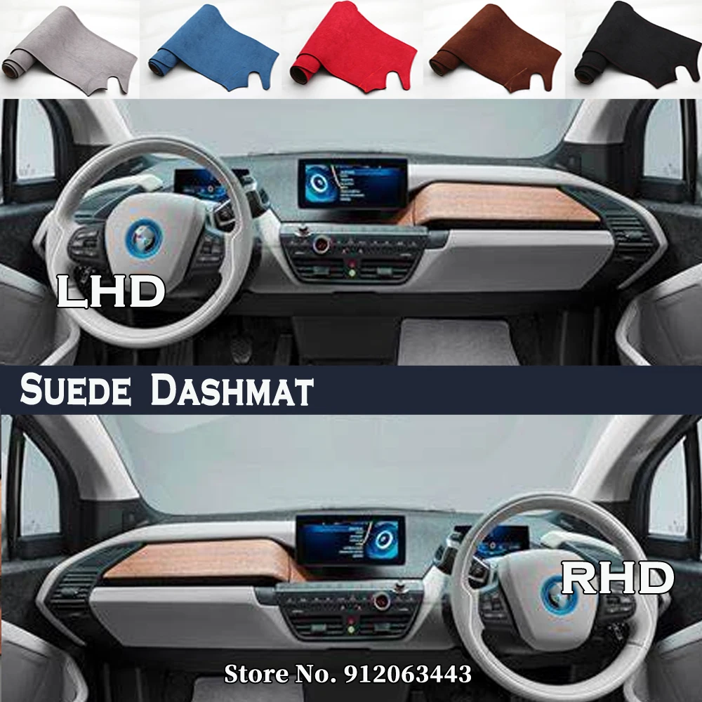 Car Styling Suede Dash Mat Covers Dashmat Dashboard Protector Accessories For BMW I3 60ah 94AH 120Ah I01 2013 - 2021 2014 2015