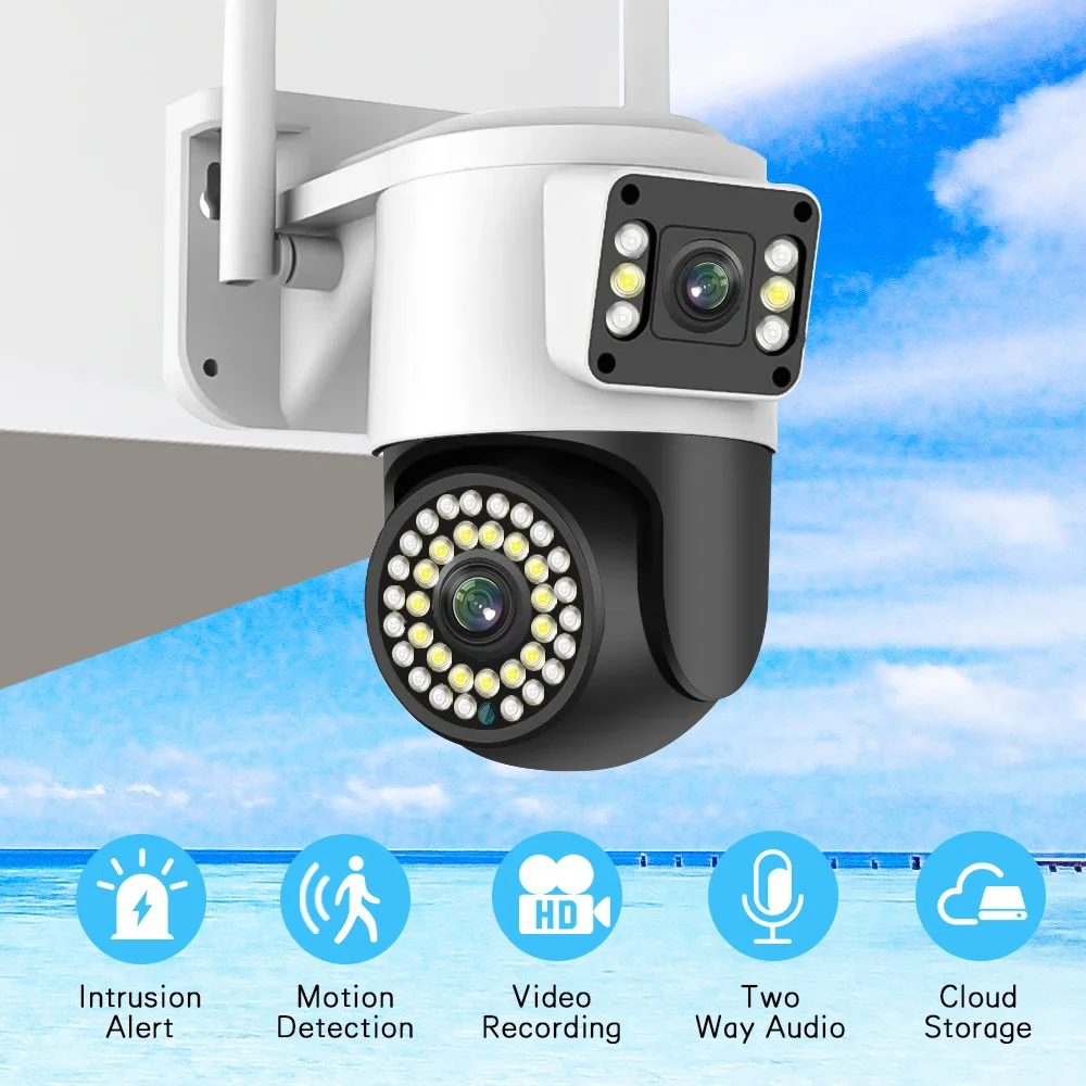 4MP Yoosee Dual Lens IP Camera WIFI Outdoor Auto Tracking Waterproof Wireless Security Home Camera Color Night Vision