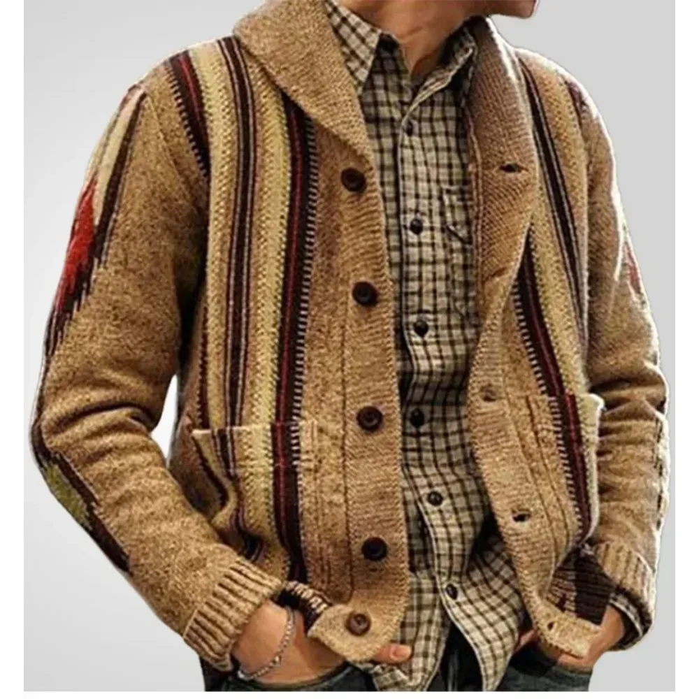 

Новые мужские осенне-зимние кардиганы, свитера, пальто, повседневное однобортное пальто с отложным воротником и длинными рукавами, толстое вязаное пальто с открытой строчкой