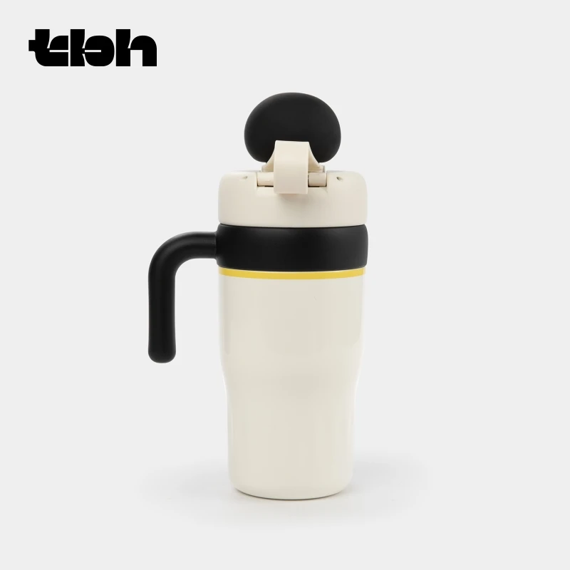 Tbh Pingu Big Mac Straw Integrated Type Water Cup Bottle Penguin Heat Preservation Portable 570ml Stainless Steel Liner Kettle