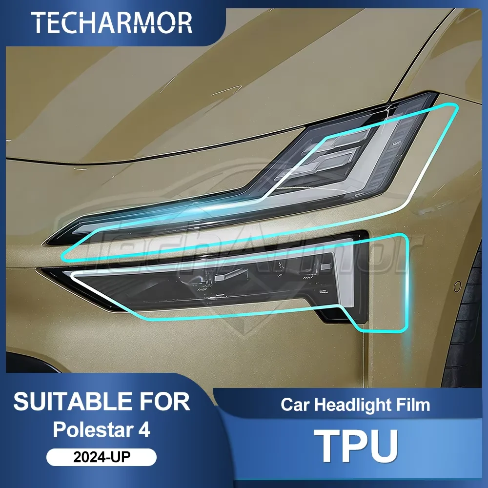 Pellicola Protettiva TPH per Fari Auto Polestar 4 2024-2026, Anti-Graffio, Effetto Fumo, Accessorio Esterno per Auto