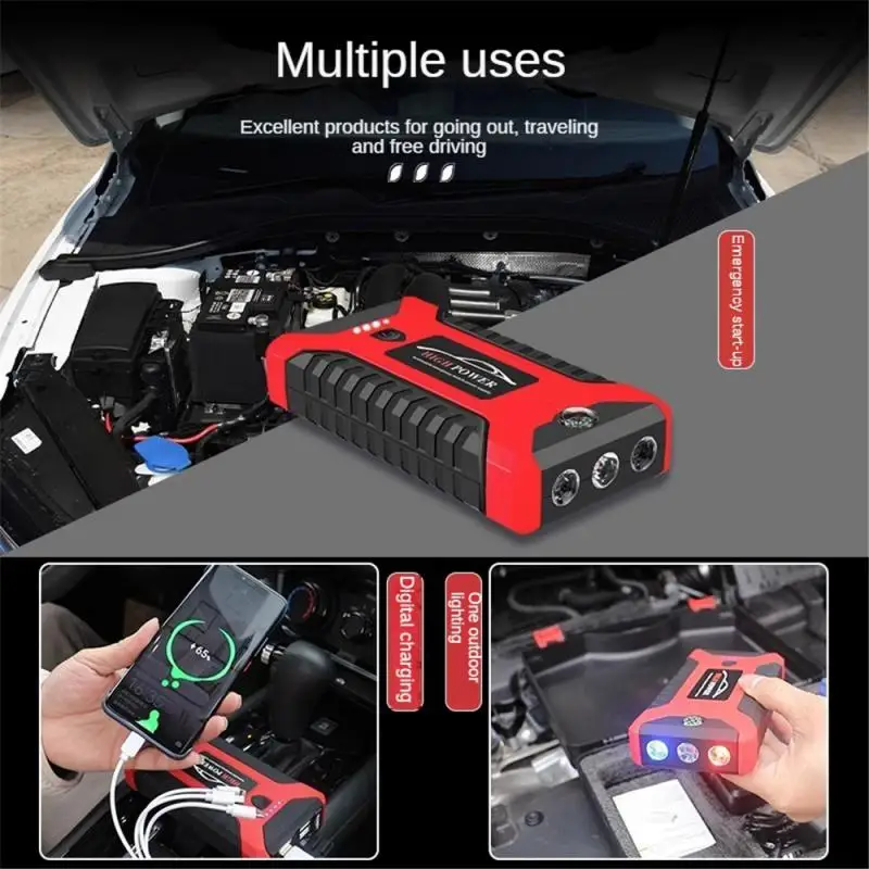 12V Car Jump Starter Auto Battery Booster Charger Car Emergency Booster Power Bank Starting Device Power Supply Battery Charging