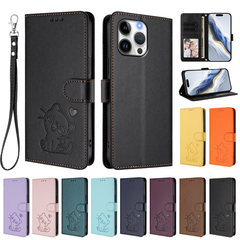 حافظة جلدية لطيفة على شكل قطة لهاتف IQOO U1X U3 U5 U5E Z10 Z10X Z3 Z9 Z9S Z9X Z10X Z10 Lite Neo10Pro + RFID غطاء بطاقة محفظة قلابة #6