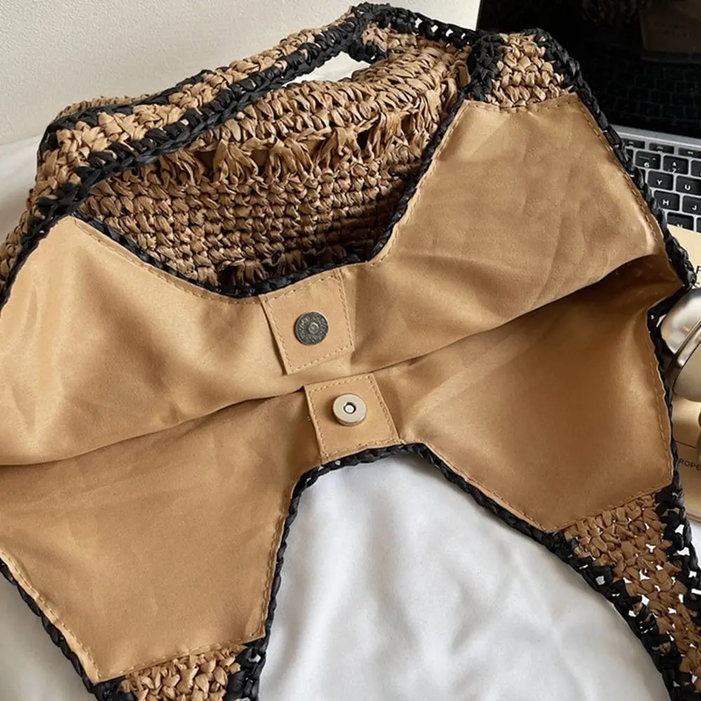 عارضة سعة كبيرة لافيت القش حقيبة أزياء بسيطة نسج حمل حقيبة تحت الإبط دلو الصيف حقيبة يد الشاطئ الشاطئ