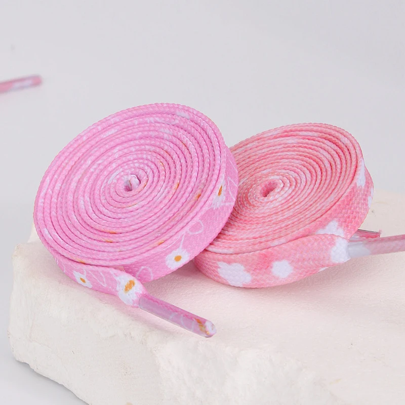1 pairs NEW Fashion Cherry Blossom Shoelaces Colorful Flat Shoe Laces For Athletic Running Sneakers Shoes Boot  Female Shoelace