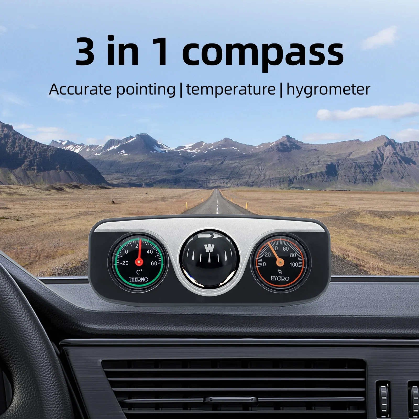 3-in-1-Guide-Ball, Innenzubehör, Auto-Ornamente, Kompass, Thermometer, Hygrometer für Boot, LKW, Off-Road, 4x4, multifunktional – Detail 1