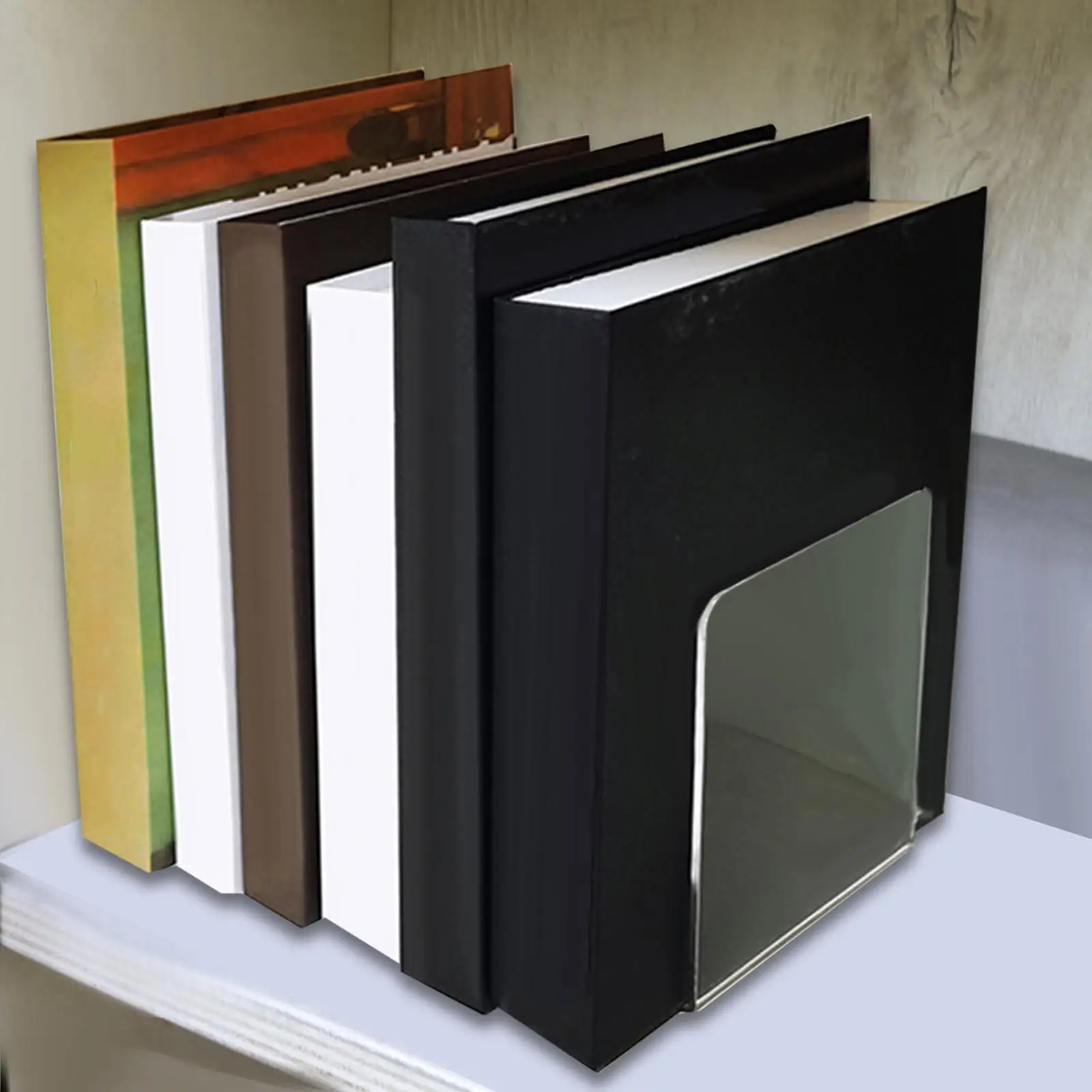 Acrylic Book Ends Bookshelf Decor Non Skid Stable Clear Bookends for Home Office CD/recipes/magazines 5.12x3.94x3.94inch