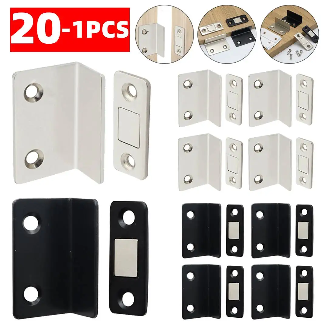 Thin Punch Free L Shaped Anti Collision Door Stopper Invisible Strong Magnetic Suction Sliding Door Stopper Cupboard Closures