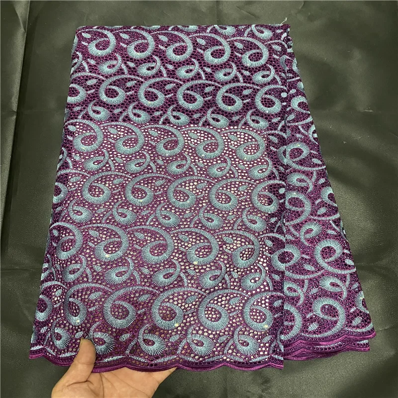 

5 yard With Scarf Swiss lace fabric Dry lace embroidery African 100% cotton fabrics Swiss voile lace Dubai style PS062801