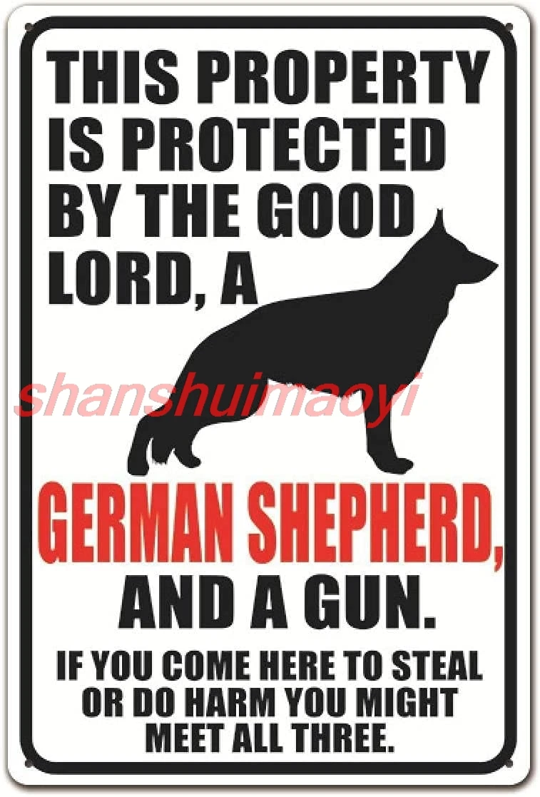 shan  Shepherd Warning Signs, Beware of German Shepherd Sign, beware dog sign,PreDrilled Holes for Easy Mounting TP200104 1pc