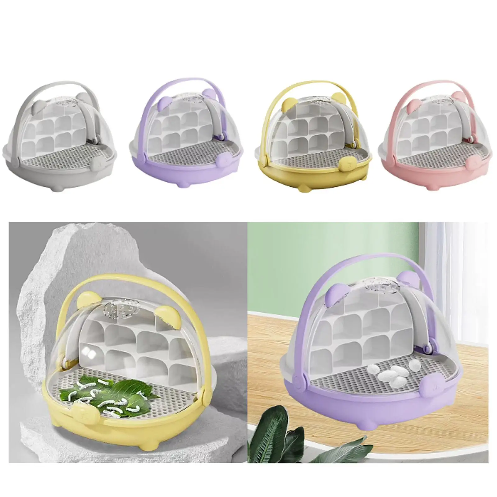 

Silkworm Breeding Box Observation Cabin Silkworm Hatching Container Portable Turtle Habitat Cage Terrarium Pet Grow Feeding Box