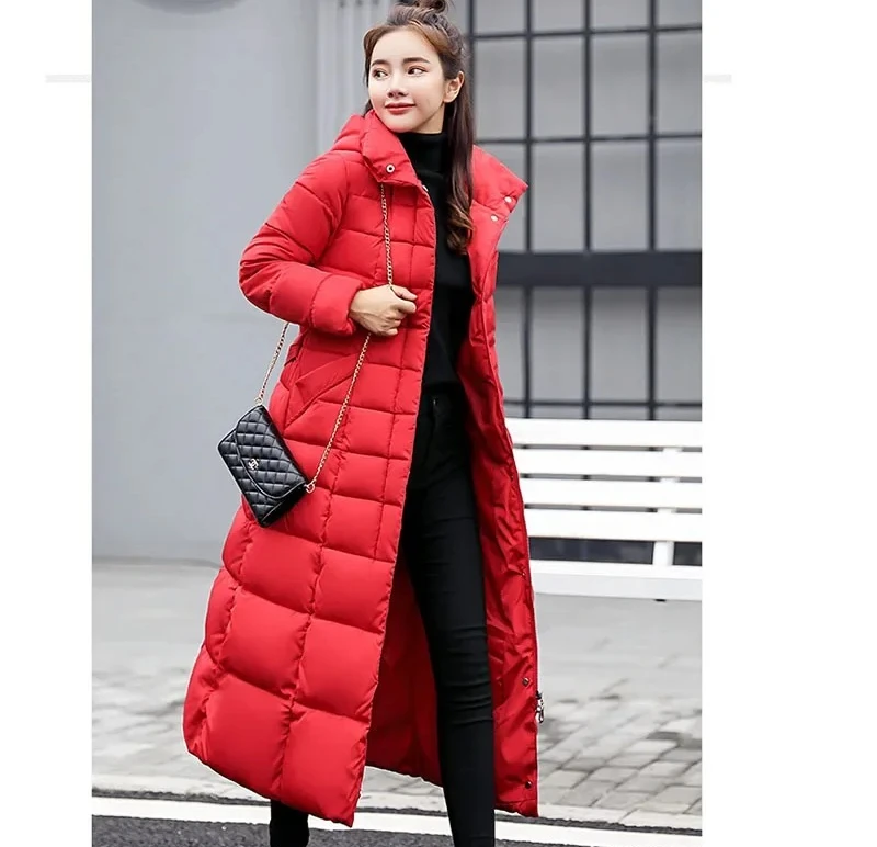 여성용 코튼 파카 코트 신상 겨울 무릎 위 길이 루즈핏 큰 털 카라 후드 따뜻한 두꺼운 패딩 오버코트