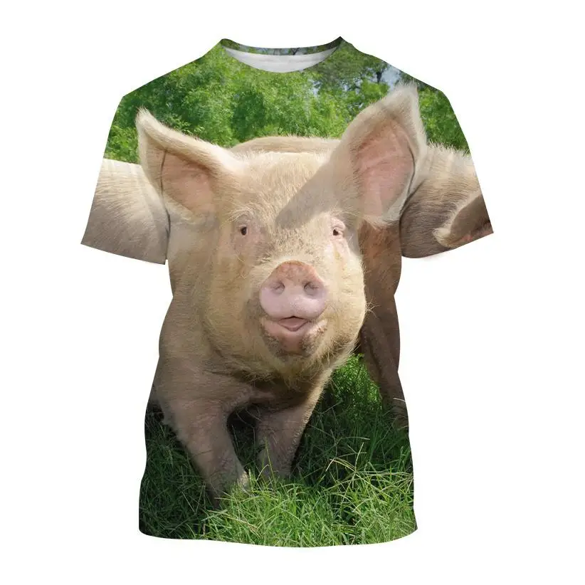 New Casual Fun Cute Animal Pig Pattern 3d Printing T-shirt Summer Unisex Children\'s Short-sleeved Sports Breathable Quick-drying