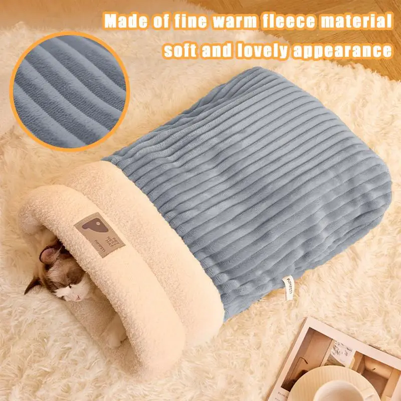 Cat Sleeping Bag Soft Cuddly Fluffy Feel Thickened Pet Pocket Type Quilt Bed Kitten Puppy Soft Comfortable Nest Pet Supplies