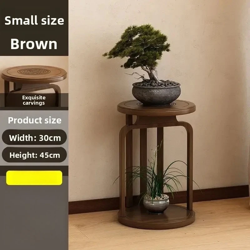 Chinese Style Solid Wood Plant Stand round Multi-Tier Floor Shelf for Flower Pots Home Decor Balcony Living Room