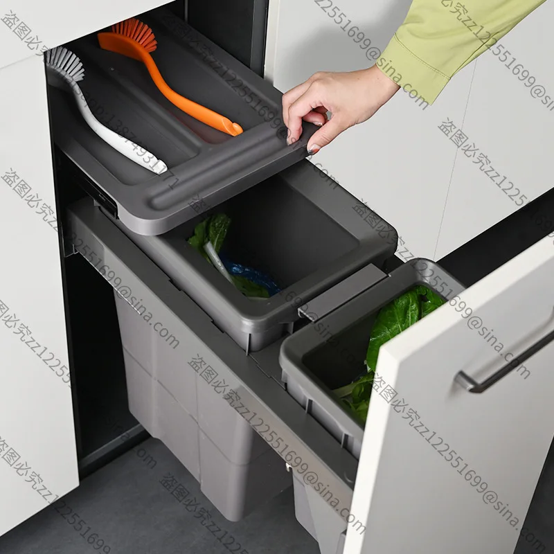 Suitable for Kitchen Hidden Sorting and Sanitation, Built-in Cabinet Trash Can