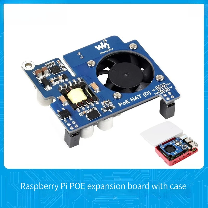 PoE HAT for Raspberry Pi 3B+ 4B Power Over Ethernet Add On Board with Cooling Fan Fits Official Case
