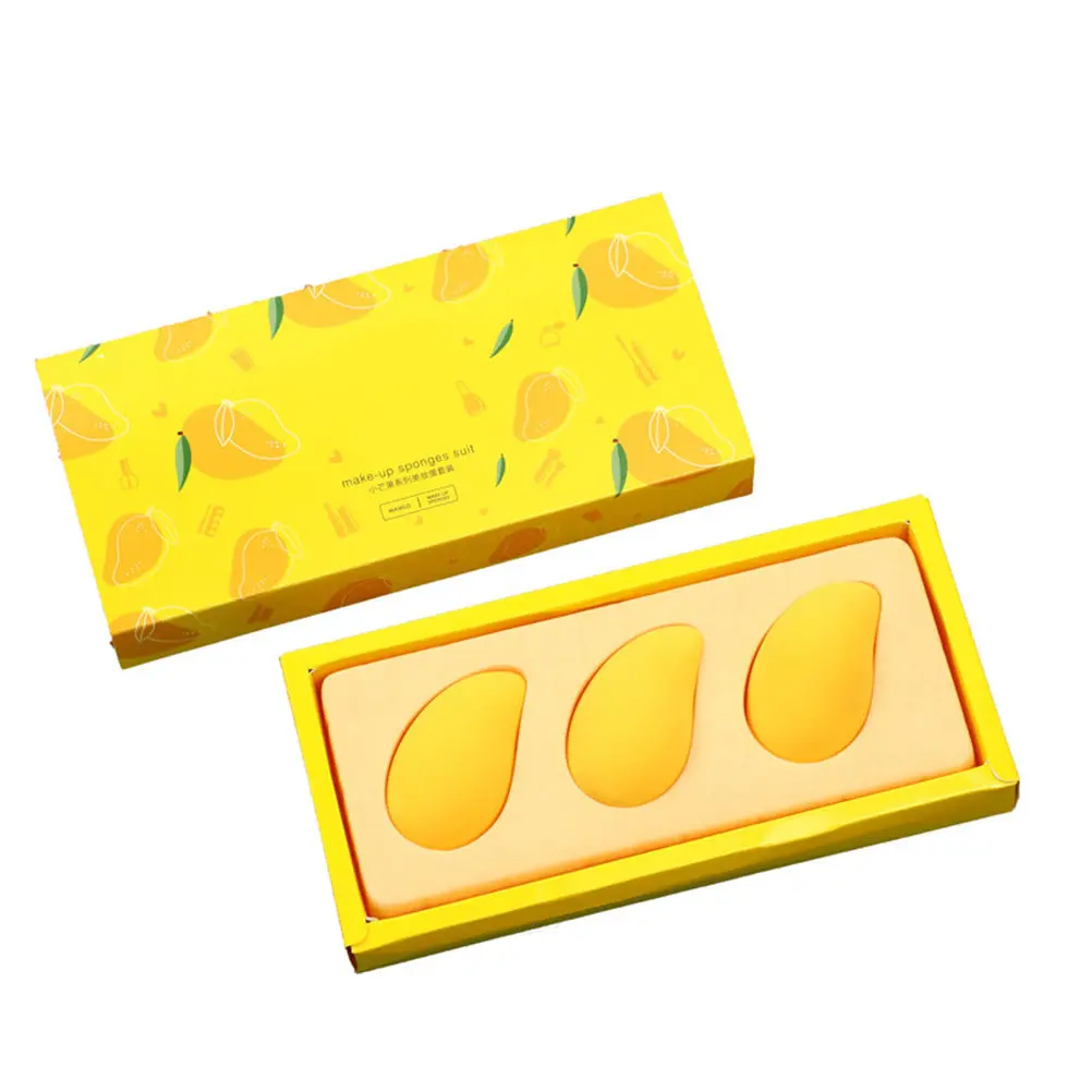 3Pcs Soft Bouncy Mango Shaped Sponge Set Ideal for Liquid Foundation Powder Puff Blending Large Area Smooth Application