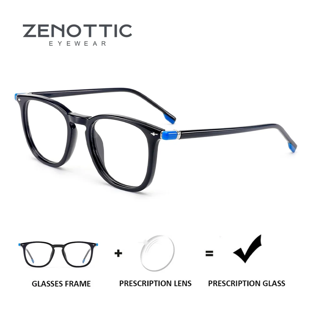 

ZENOTTIC Women Prescription Eyewear Square Acetate Frame Solid Color Photochromic Progressive Lenses
