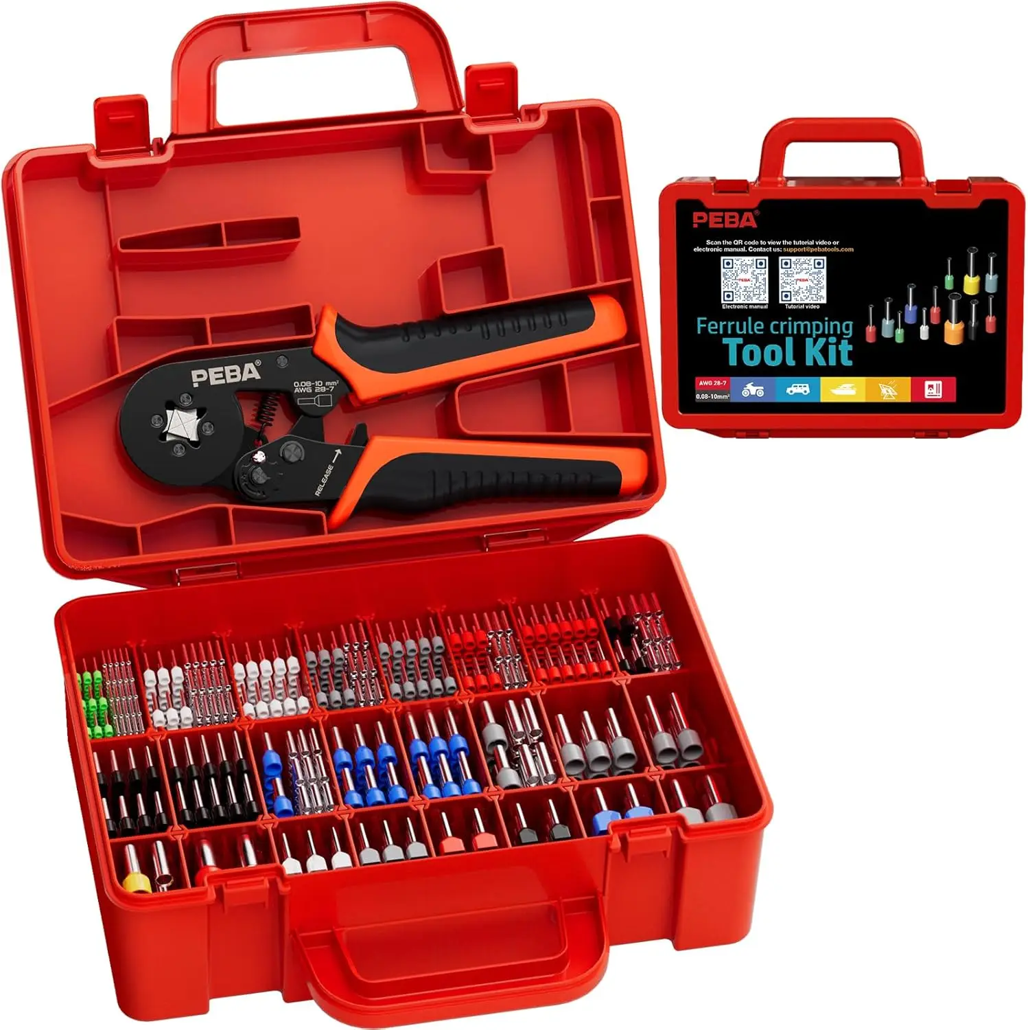 

Self-Adjusting Ratchet Wire Crimper Kit with 1750pcs Terminals & Ferrules for AWG 28-7 Electrical Wiring