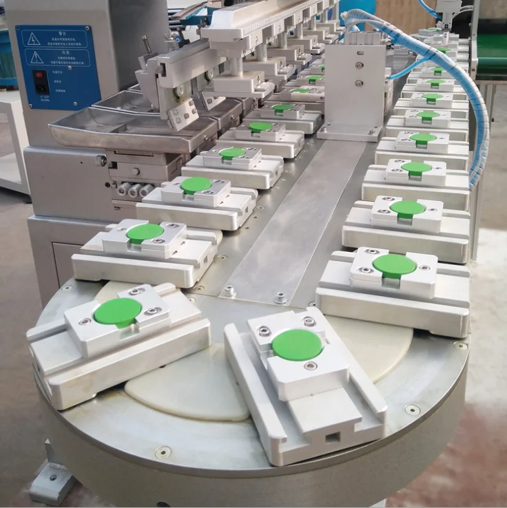 semi-auto pneumatic 6 color 120mm closed ink cup pad printer with conveyor for butterfly cloth button pen golf ball wood spoon