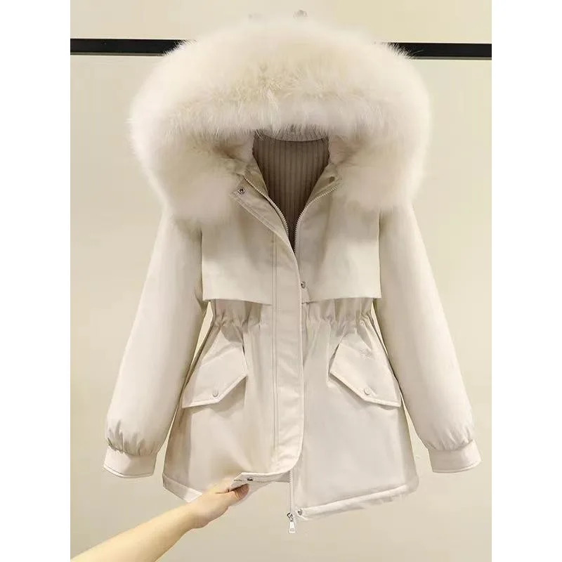 2025NewParka da donna di media lunghezza invernale sciolto stile coreano foderato in pile cappotto di cotone ispessito giacca trapuntata alla moda