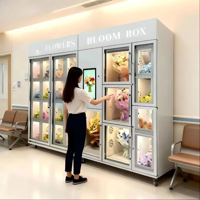 FL Custom 2026 New Hot Sale Custom Refrigerated Flower Vending Machine Coin/Bill/Credit Card Payment  Capacity Fresh-Keeping