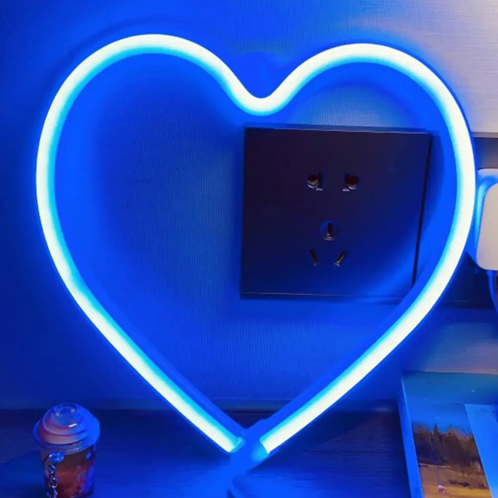 Innovative Ambient Light Compact Neon Sign Light Soft Lighting Heart Neon Sign Valentine Day Night Light  Decorative