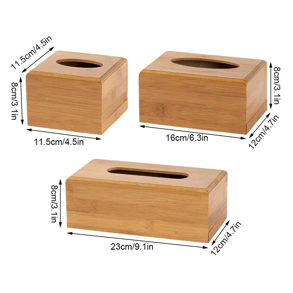 Natural Bamboo Wood Tissue Box Kitchen Home Car Napkins Holder Simple Creative Dining Towel Paper Storage Box Home Decoration