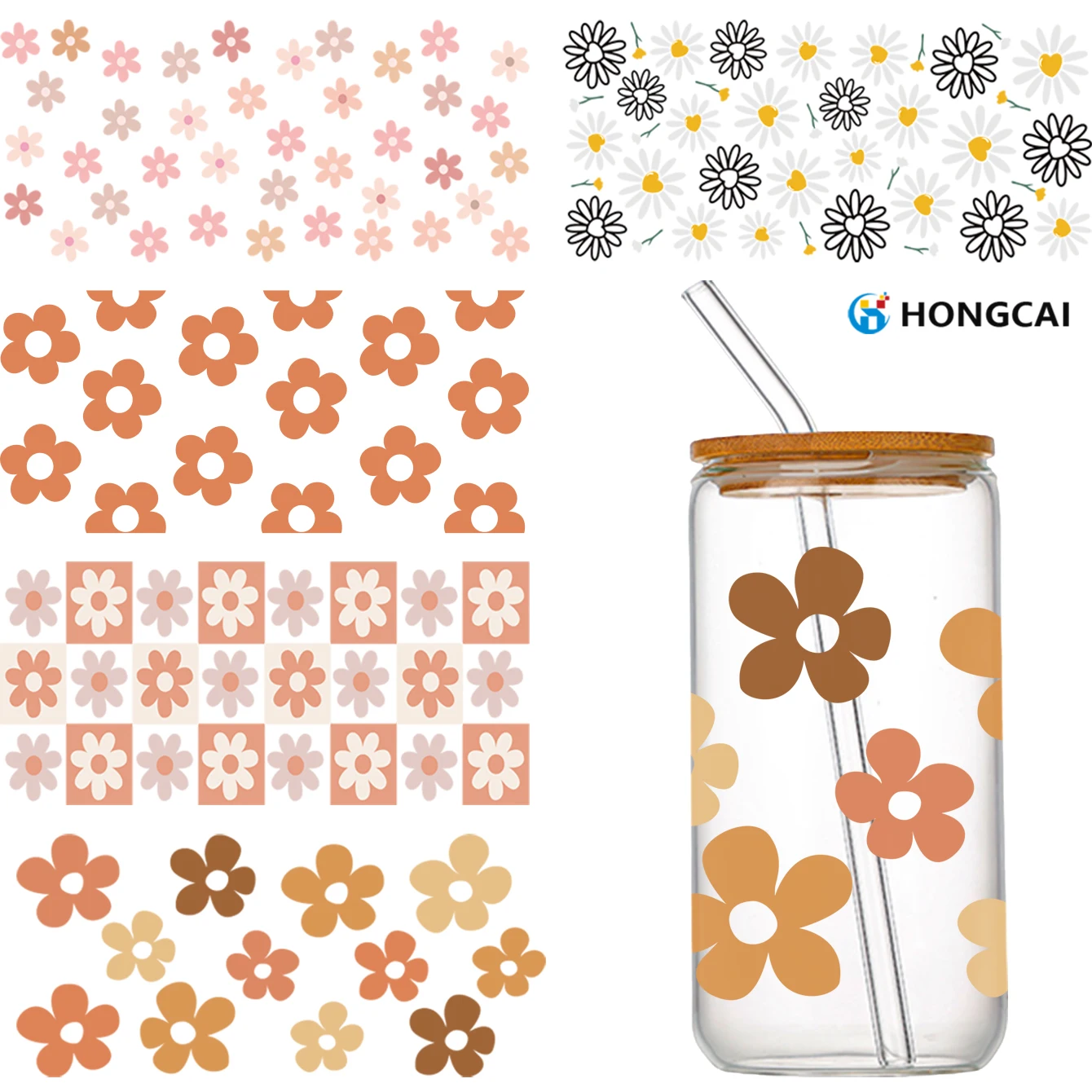 

5 Spring Floral UV DTF Stickers Waterproof and scratch-resistant film material Patterns remain vibrant and fade-resistant