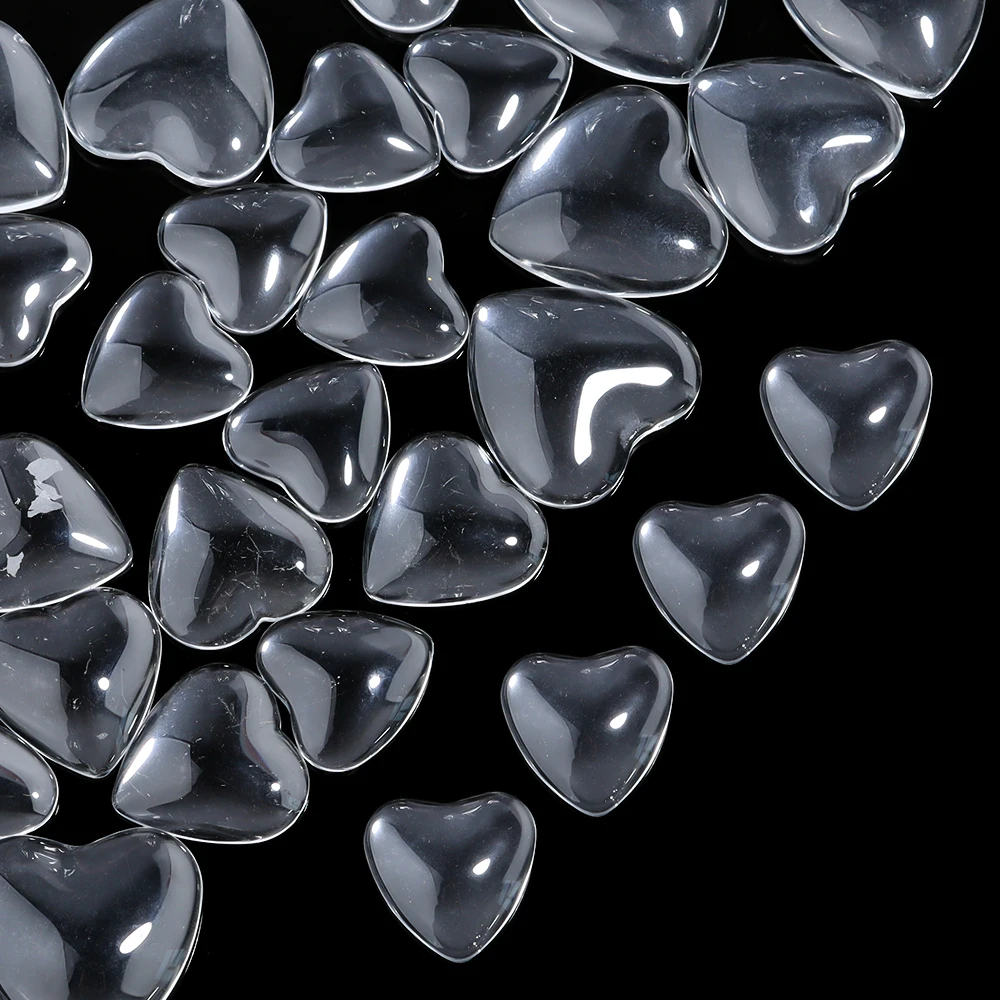 10-50pcs/lot Heart Clear Glass Cabochons Flatback Heart Shape Transparent Cabochon Cameo For DIY Jewelry Making Necklace Earring