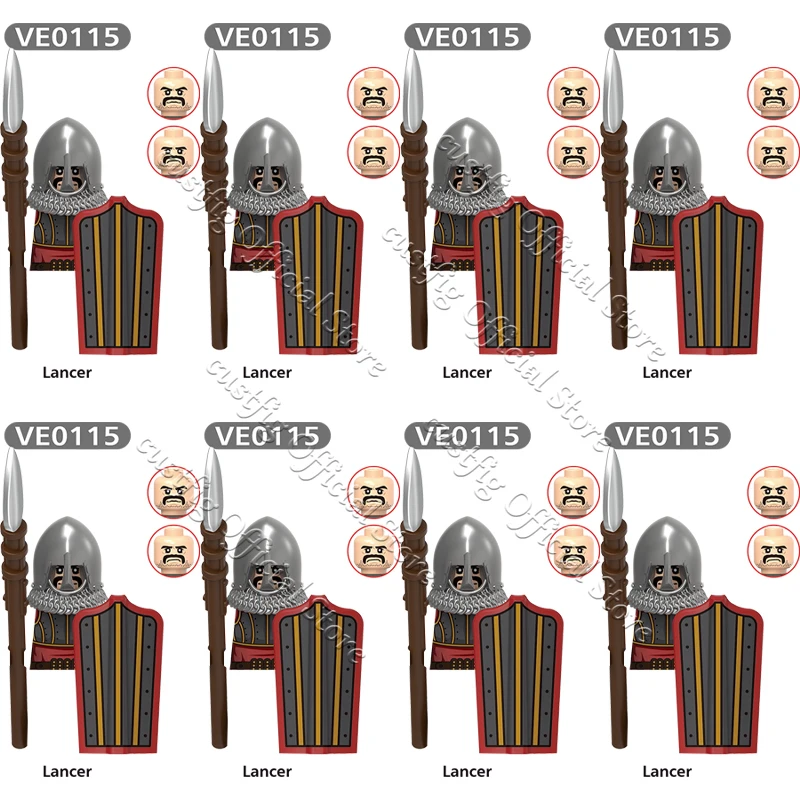 MOC Mittelalterliche Militärburg Ritter Soldat Actionfigur Baustein Lancer Guard Bogenschütze Rüstung Krieger Schild DIY Ziegel Spielzeug