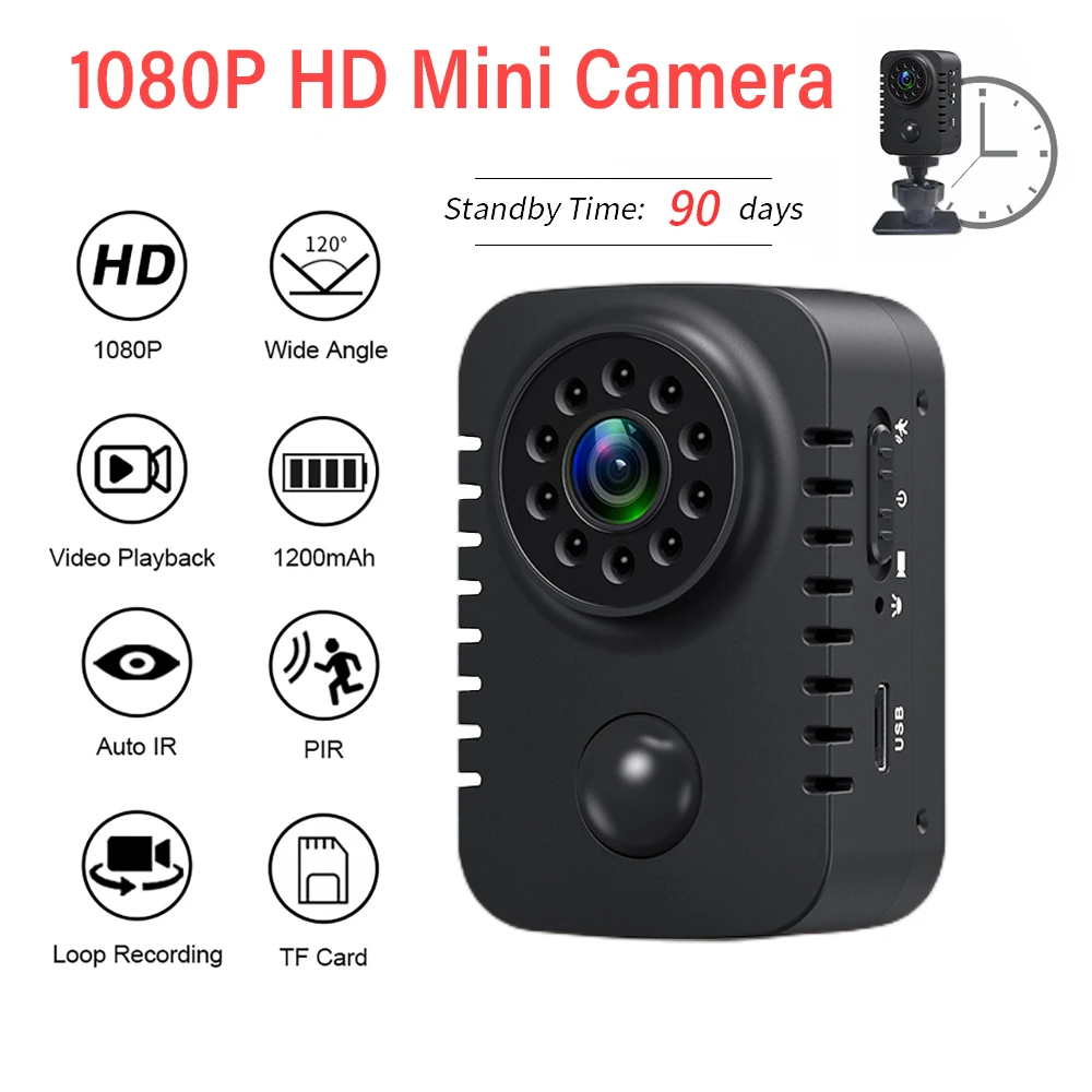 

HD Mini Camera 1080P Security Pocket Night Vision PIR Motion Detection Small Cam Micro Sport DV Video Recorder