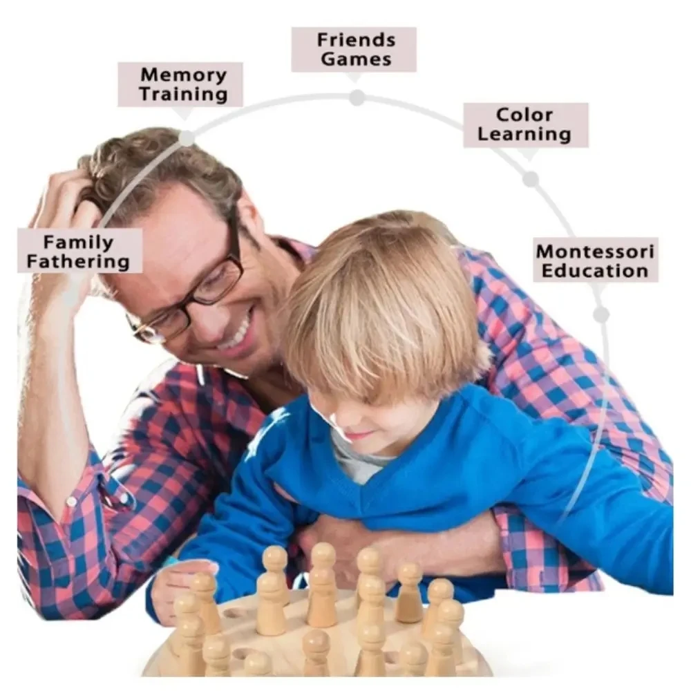 Kinder Montessori Pädagogisches Holz Spielzeug Lernen Farbe Sensorischen Spielzeug Speicher Spiel Stick Schach Puzzle Spiel Party Spiel Für Kinder