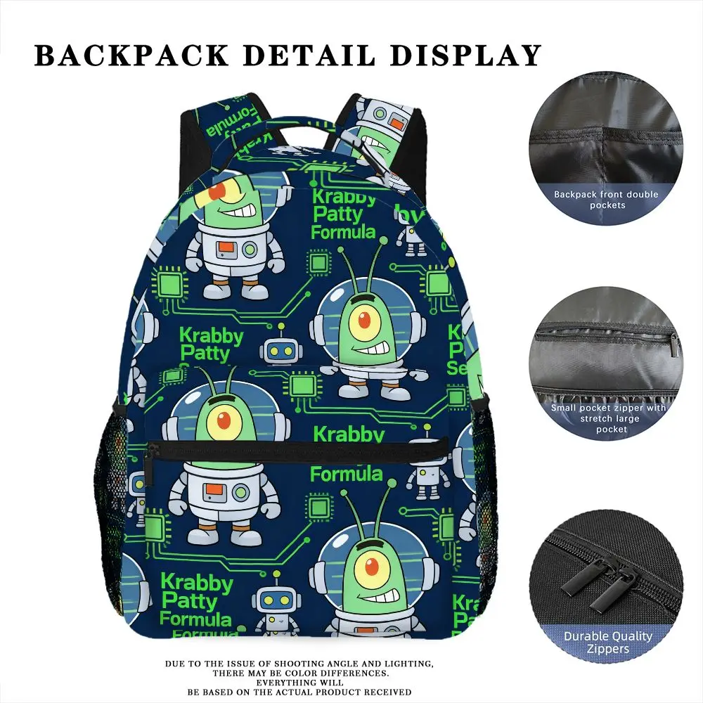 กระเป๋าเป้การ์ตูนสพันจ์บ็อบ แพลงก์ตัน 1 ชิ้น สายสะพายปรับได้ เหมาะสำหรับใช้ในชีวิตประจำวัน สะพายไหล่ได้สองข้าง