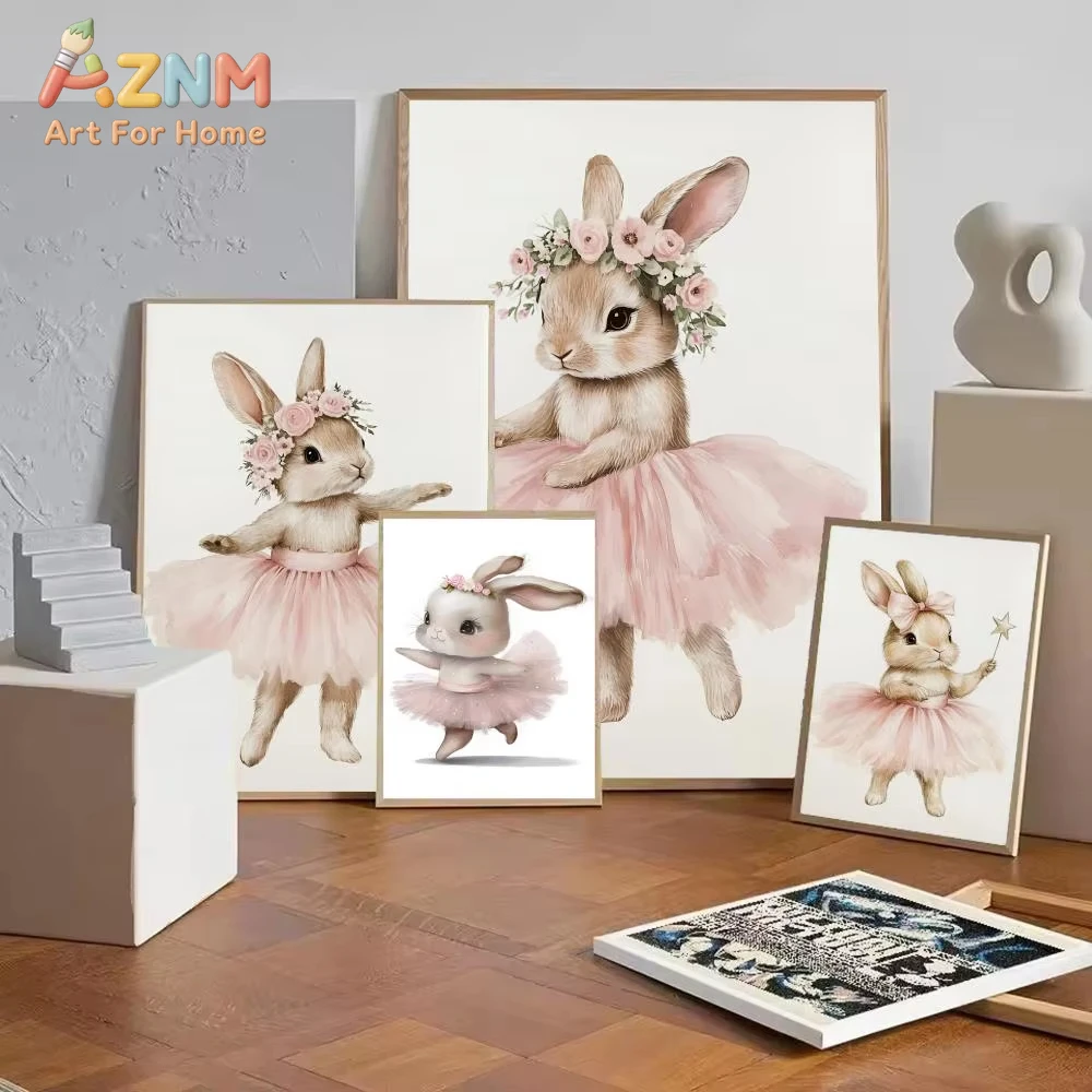 Póster artístico de pared con diseño de conejito bailarín, decoración de pared con diseño de animales, para sala de estar, dormitorio, Bar, decoración del hogar, pintura Mural
