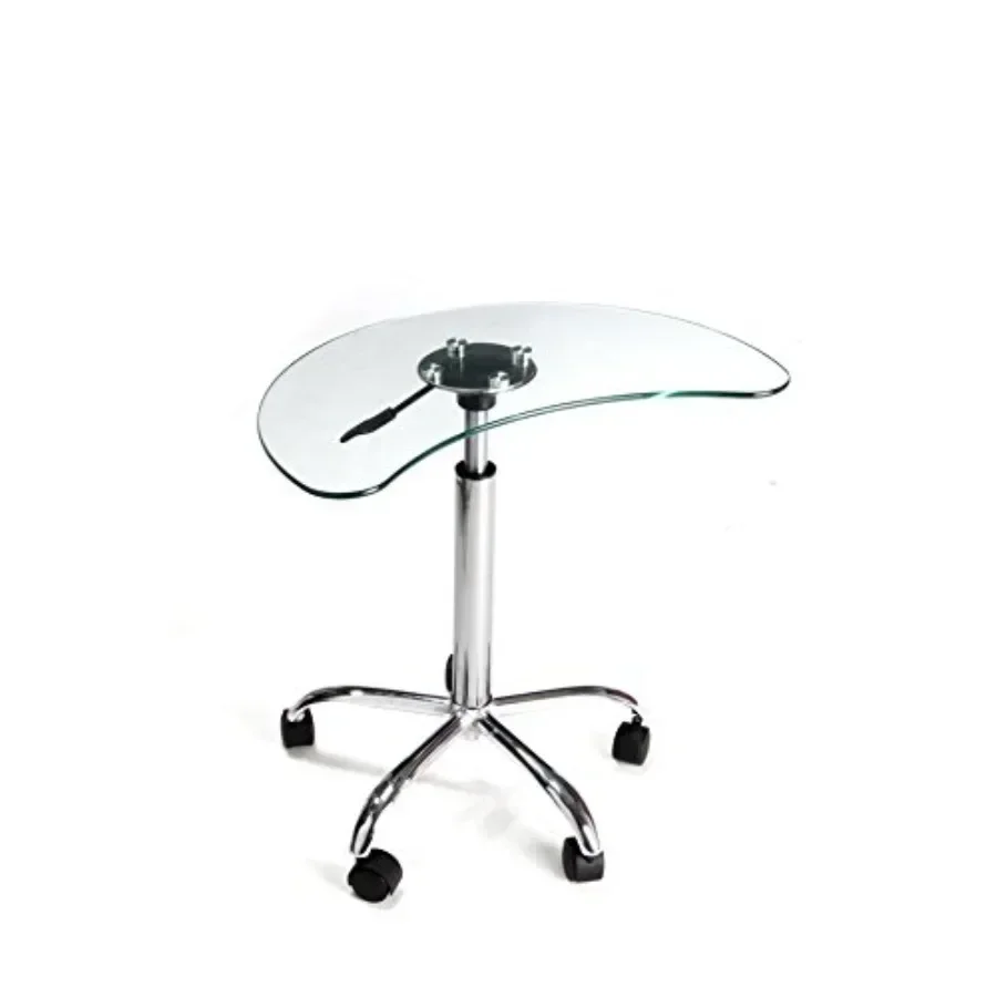 Clear Glass and Aluminum Laptop Stand with Casters