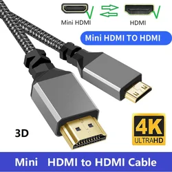 Mini HDMI to HDMI Cable High Speed 3D 4K 60Hz Bi-Directional HDMI to Mini HDMI 2.0 Cord Compatible with Camera Camcorder Pi Zero