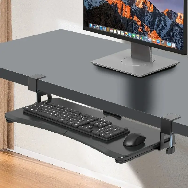 

Computer keyboard stand No need to drill holes sliding track desk bottom mouse storage rack Keyboard base Esports accessories