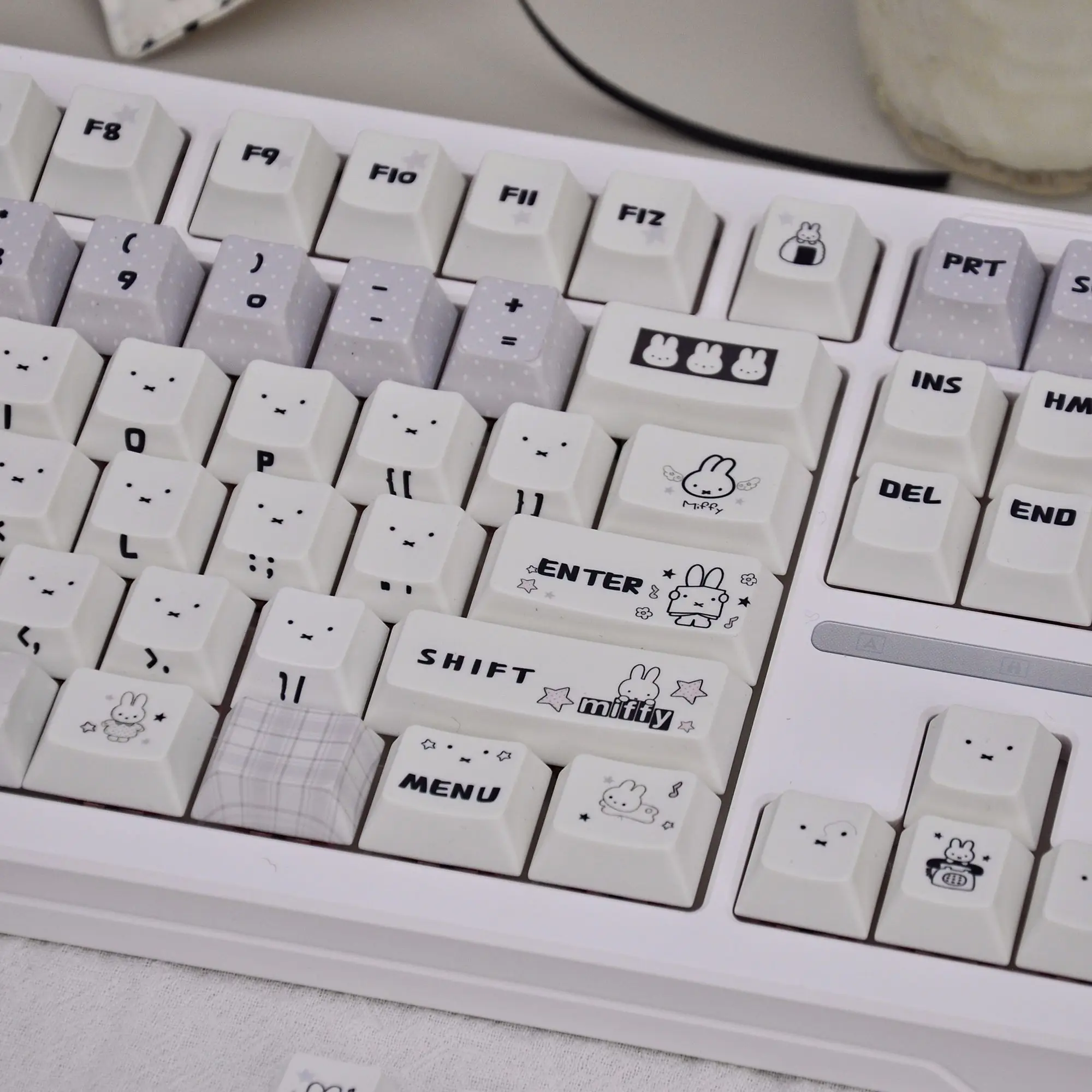 

Anime Miffy Cartoon PBT Two Dimensions Anime Game Surrounding Front and Side Engraving 2026 NEW Translucent Keyboard Cap Kawaii
