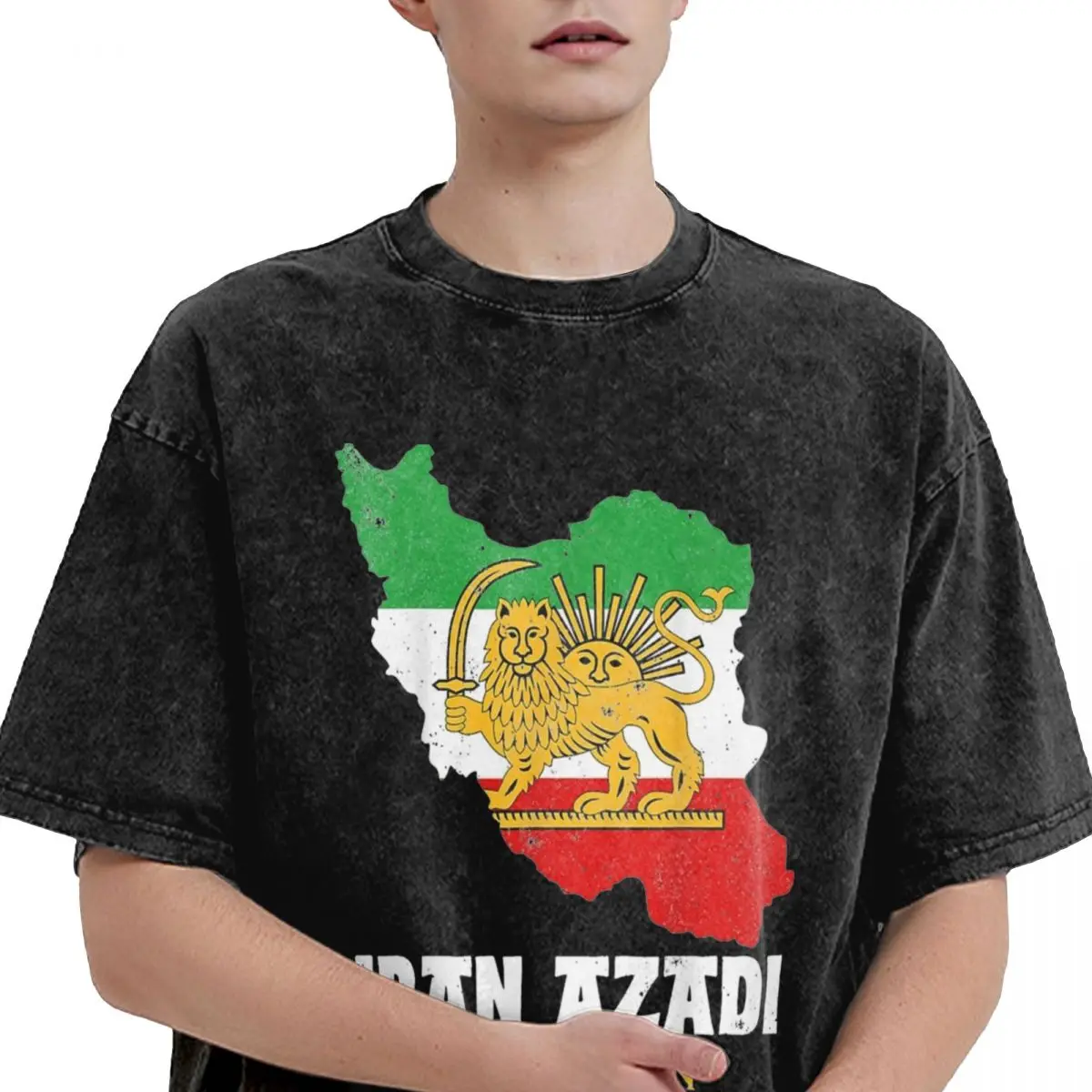 Iran Flag Be Voice Of Iran Map Lion Sun Sword T-Shirt Summer Vintage T Shirts 2024 Cotton Harajuku Tee Shirt Male Print Clothing