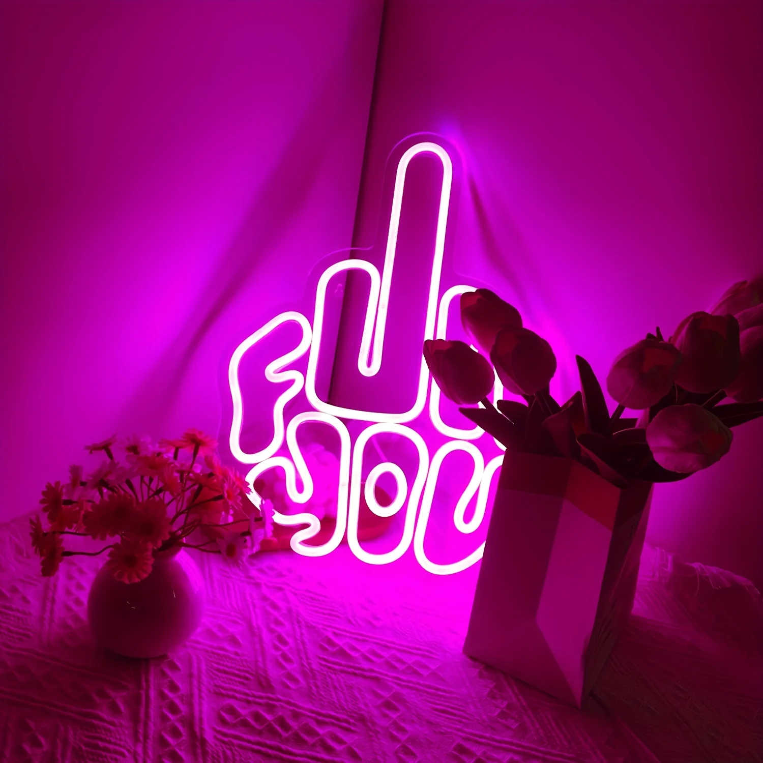 Letrero de neón LED de gesto, letrero de luz de neón regulable USB para sala de jugadores, dormitorio, Bar, sala de estar, regalo de fiesta de cumpleaños, decoración de pared