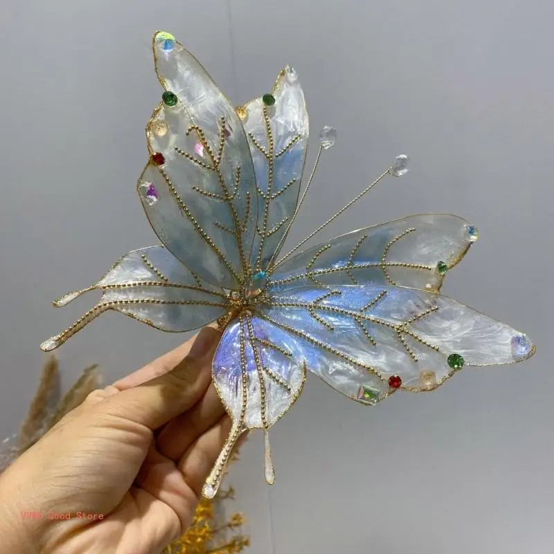 Elegant 3D Big Butterfly Hair Clip for Female Chinese Han Costume Nonslip Barrettes for Traditional Hair Styling